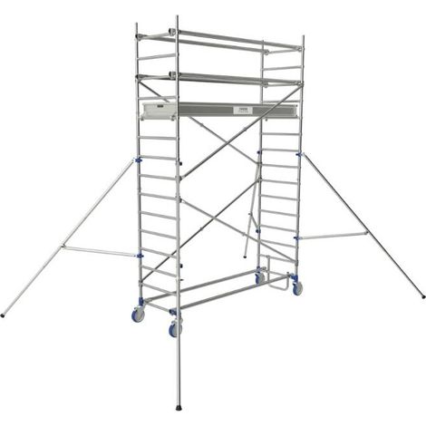 TUBESCA-COMABI-FC - Échafaudage roulant aluminium Cross – Intérieur & extérieur – Longueur 1,80 / 2,50 m – Hauteur 1,85 à 7,85 m - Hauteur de plateau 2,85 m - L 2,5 x l 0,9 m (1/5)