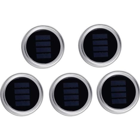 Guirlande lumineuse solaire de 10 LED pour bocaux en verre (bocaux non inclus), étanche, décoration pour terrasse, jardin, mariage - Blanc chaud - Lot de 5-AquaForge