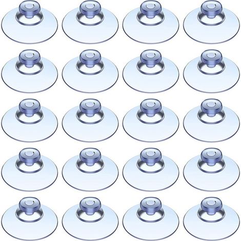 20 Ventouses en Plastique Ventouse Transparente sans Crochet Ventouses de Tête de Champignon pour Extérieur Cuisine Salle de Bain Fenêtre Miroir (20 (1/5)