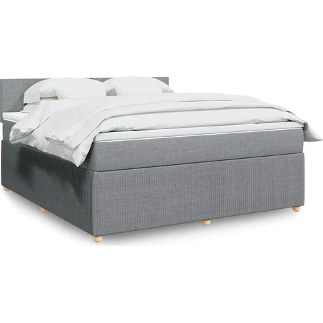 Boxspringbett mit Matratze Hellgrau 180x200 cm Stoff
