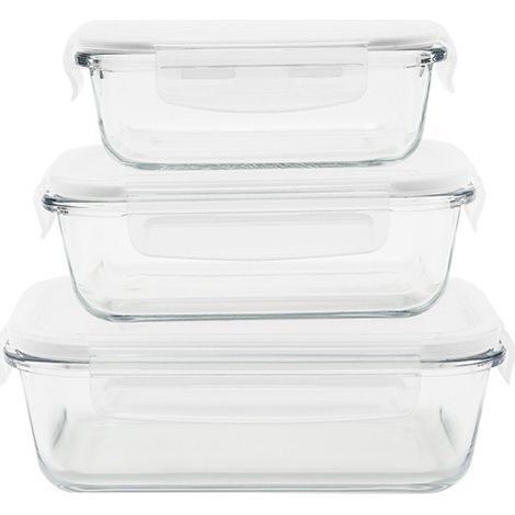 Conjunto de 3 cajas de almacenamiento rectangulares de 0,4 L + 0,65 L + 1 L - Pebbly