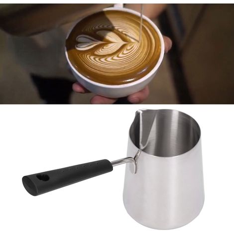 Cafetière turque 600ml en acier inoxydable brillant, résistante aux hautes températures, facile à nettoyer, idéale pour réchauffer le beurre.