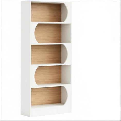 Libreria autoportante a 5 ripiani in MDF bianco 80 x 30 x 180 cm (1/5)