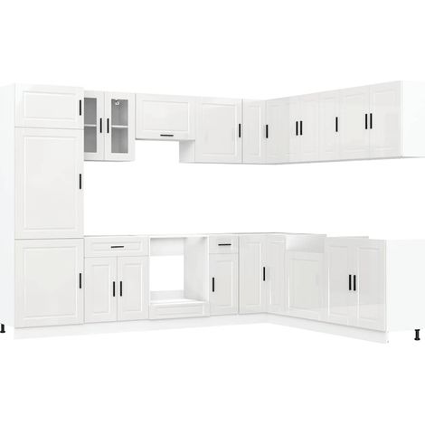 vidaXL Set Mobili da Cucina 14 pz Porto Bianchi Lucido in Truciolato (1/5)