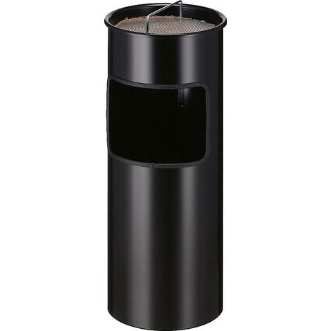 Combiné cendrier-poubelle métallique, capacité 30 l, noir (1/5)