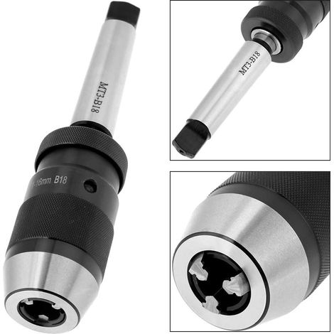 Mandrin de perçage sans clé en acier 45 à serrage automatique, capacité 1-16 mm, avec arbre conique MT3-B18 (1/5)