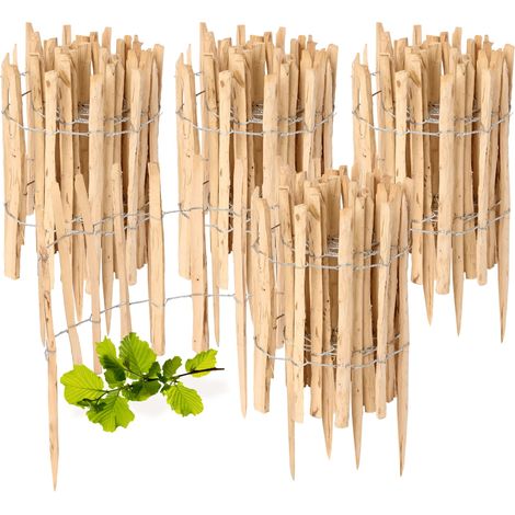 Garronda Cloture Jardin Exterieur à Planter en noisetier, clôture Jardin, clôture Bois, Bordure en Bois, ganivelle de Potager Exterieur GD-0156 Lot de 4 (Écart des Lattes: 3-5 cm, 50 cm x 5m)