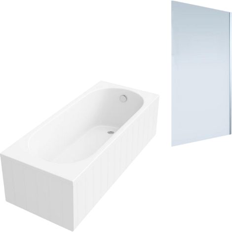 Bañera derecha VILLEROY & BOCH O.Novo 170x75cm blanca + Mampara cromada AURYS Mist 1