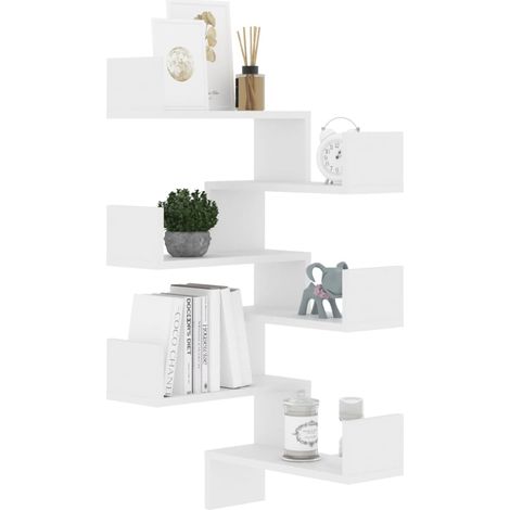 Étagère murale d'angle 2 pcs Blanc 40x40x50 (1/5)