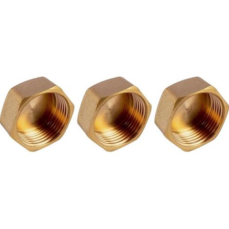 Lntyq – Bouchon hexagonal en laiton 3/4' – Raccord fileté femelle avec joint anti-fuite – Écrou pivotant pour tuyaux – Lot de 3 pièces (1/4)