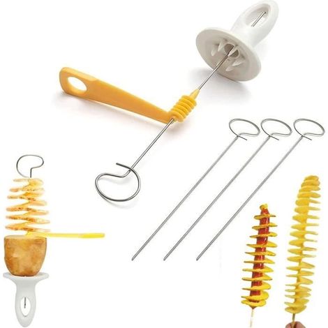 Coupe-Frites,Twister de Pommes de Terre,Coupeur de Tour de Pomme de Terre,Coupe-Pommes de Terre en Spirale,Pour BBQ,Fête,Camping (1/4)