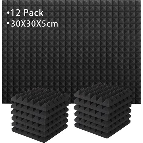 Pack of 12 Acoustic Foam Panels 30 x 30 x 2 cm (1/5)