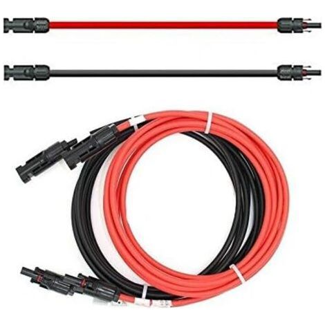 4mm² extension cable with solar plug 2 x 5m, photovoltaic, red/black, for solar panel with plug. (1/5)