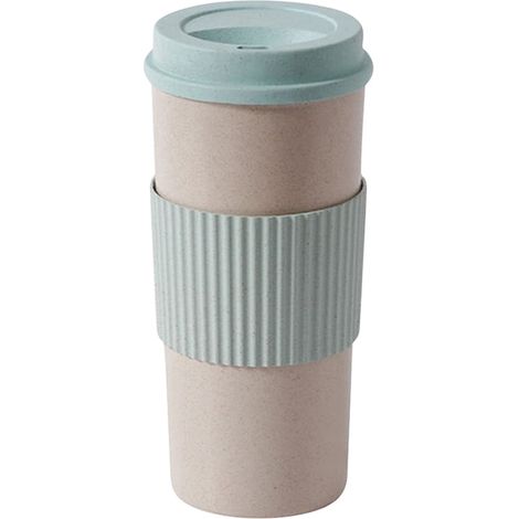 Tasse À Café Réutilisable - En Fibre De Blé - 430 Ml - Avec Couvercle Étanche Et Poignée Thermique - Pour Bureau Gym Et Extérieur - 1 Pièce (1/5)