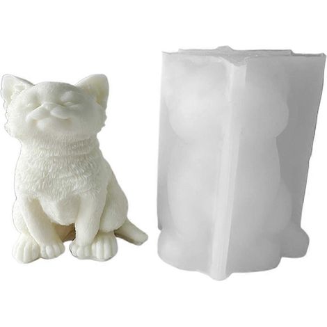 Moule à bougie chat en résine époxy pour la création de bougies et savons, idéal pour les loisirs créatifs.