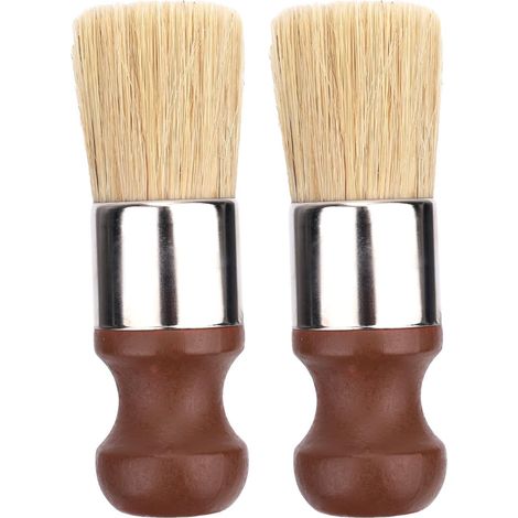 2pcs Brosse à Pommade à Manche Court pour Meubles, Brosse Nettoyage l'Entretien Cuir et Bois avec Poignée Confortable et Poils Doux Outil Brossage Cire pour Maison l'Intérieur Voiture (Marron) (1/5)