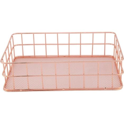 Panier de rangement en fer or rose (L-rectangulaire)-Fei Yu (1/4)