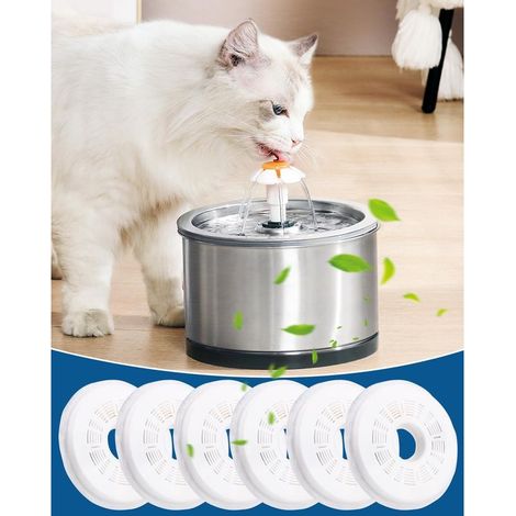 Filtre Fontaine Eau Chat Chien,Pack de 6 Filtres Fontaine à Eau Remplacement,Cat Filtres de Rechange avec la Résine et Charbon Actif,Filtre de Chien/Chat pour 3L Distributeur d'eau Animaux (1/2)