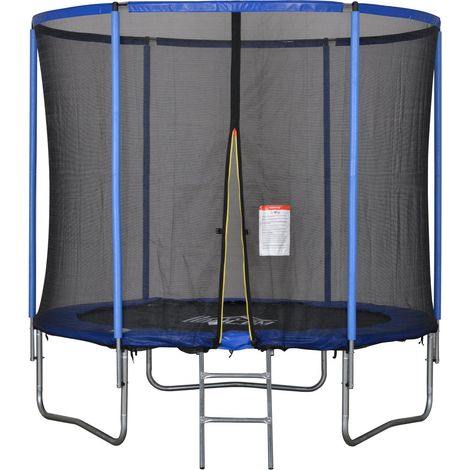Trampolino Tappeto Elastico Ø244x240 cm con Rete e Bordo Imbottito Blu e Nero (1/5)