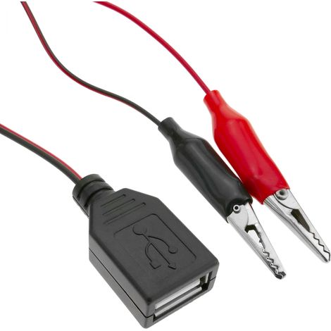 BeMatik - Câble d'alimentation 5V USB type A femelle à pinces crocodile 2m (1/5)
