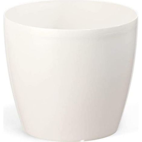 Vaso da fiori in plastica color crema 25x22 cm, decorativo, liscio, per magnolia (1/2)