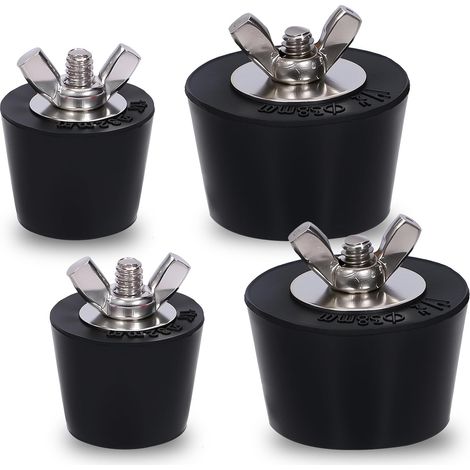 Lot de 4 Bouchons d'Hivernage pour Piscine, 32-38 mm, Bouchons en Caoutchouc avec Écrou à Ailettes en Acier Inoxydable, Protection Contre Le Gel pour Tuyaux de Vidange et Ligne de Retour (1/5)