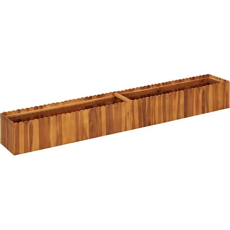 vidaXL Arriate elevado de madera maciza de acacia 200x30x25 cm (1/5)