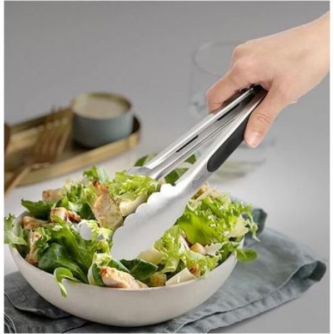 Pince Cuisine - Acier Inoxydable Alimentaire - Poignée Ergonomique Silicone - Verrouillage Manuel - Pour Intérieur Extérieur Barbecue - Lot de 2 (23 cm + 30,5 cm) (1/5)