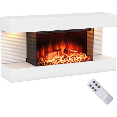Cheminée Électrique Murale à 3 Côtés avec Manteau Flottant, Chauffage 750W/1500W avec Lumières LED, Télécommande, 12 Couleurs de Flamme, Minuterie 8H (1/5)