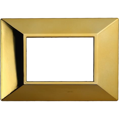 ETTROIT AN90312 Plaque Pyramide 3P Série MOON Couleur Or Poli Compatible avec Bticino Axolute