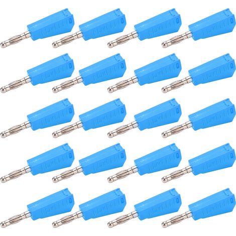 Connecteur de type lanterne en cuivre pur, fiche banane de 4 mm, peut être branché et empilé, connecteur accessoire pour instrument pédagogique, vendu par paquets de 20, bleu. (1/5)