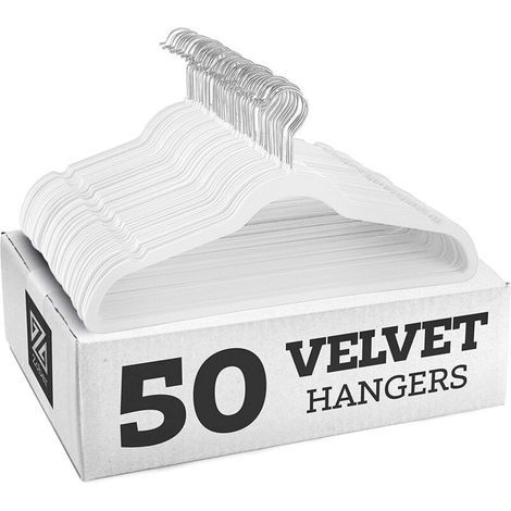 Rutschfester Kleiderbügel – Drehbarer weißer Samtkleiderbügel – 45 cm – 10er-Pack (1/5)