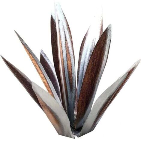 Statue de plante d'agave de tequila en fer à faire soi-même, sculpture d'ornement pour jardin extérieur, maison, patio, arrière-cour, décoration artistique, argent 27 cm