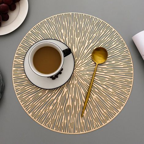 4 sets de table ronds - Set de table européen creux et isolant - Set de table décoratif pour la maison - Sets de table - Set de table décoratif pour mariages et fêtes - Or (1/5)