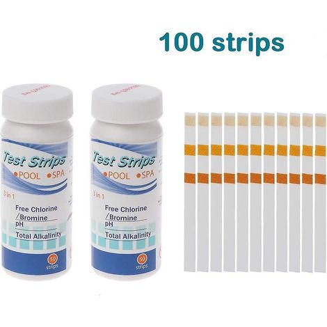 3 En 1 Testeur Chlore En Bandelette 100 Bandelettes D'analyse Et De Test De Ph Chlore Alcalin Brome Duret Papier D'essai (1/5)