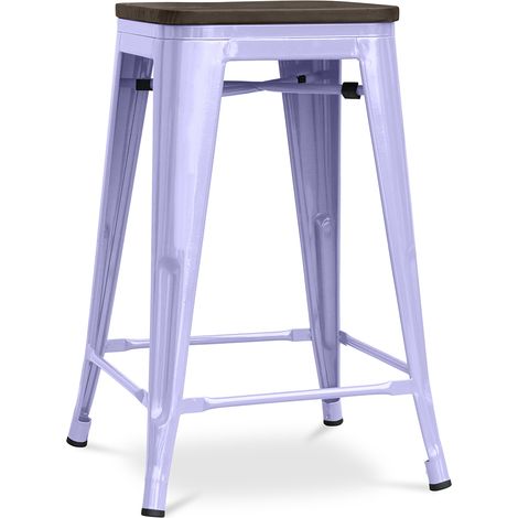 Bar Stool - Industrial Design - Wood & Steel - 60cm -Stylix Lavander