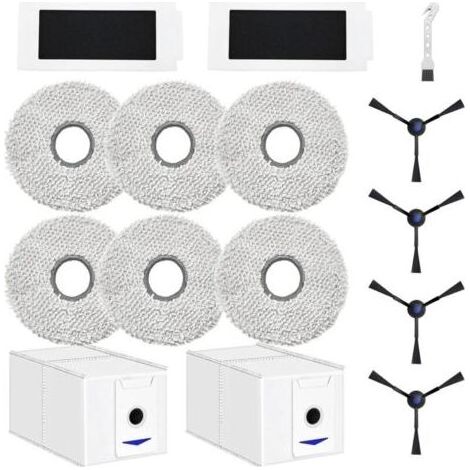 Zubehör für ECOVACS DEEBOT T30 Pro Omni / T30 Omni Saugroboter, Ersatzteile, 6 Tücher + 2 Staubbeutel + 4 Seitenbürsten + 2 Filter (1/5)