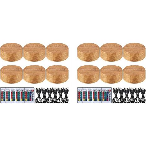 Adecuado para caja de regalo con base de luz nocturna LED navideña 3D de 12 piezas, base de exhibición de luz LED de 16 colores, con control remoto y cable de datos USB.