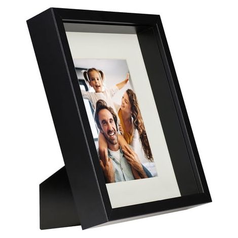 Cornice portafoto 3D con effetto ombra profonda, rettangolare, 20x25 cm, nera.