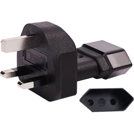 Stecker-auf-Buchse-Adapter, 3-polig auf EU 2-polig, schwarz