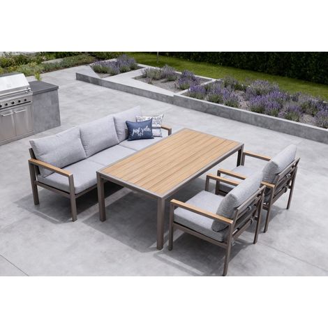 Primaster Gartenmöbel-Set Porto Aluminium in Holzoptik Essplatz Set (1/2)