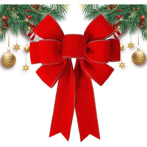 De Noël Grande Décoration Rouge pour La Maison Décorations De Noël Pour Cime D'Arbre Pour Intérieur Extérieur Cheminée Guirlande de Fêtes Patio Porche Clôture Décoration (1/5)