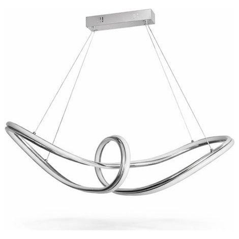 Lampadario LED Moderno Cromato a Sospensione, Altezza Regolabile, 60W, 4800 Lumen