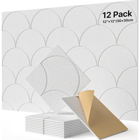 Acoustic Panels Self-Adhesive White Pack of 12 (1/5)