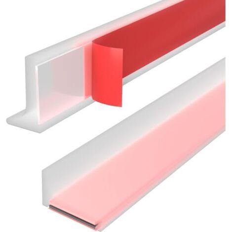 Joint d'étanchéité pour seuil de porte de douche - joint d'étanchéité auto-adhésif en silicone étanche, anti-fuite, flexible, convient aux salles de douche, baignoires et lavabos, 200 cm. (1/5)