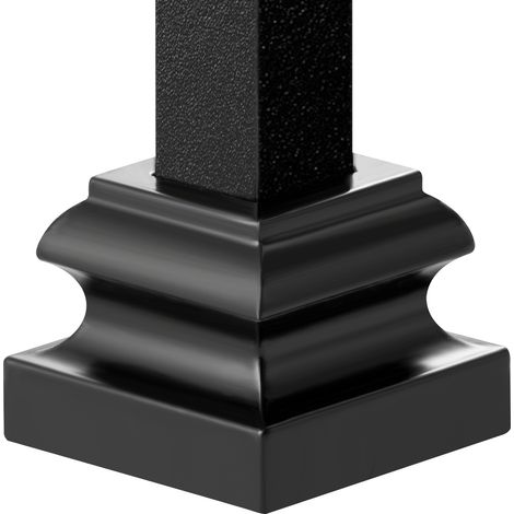 Mophorn Aluminiumlegierung Treppenhaus-Balusterschuhe - Flach mit Schraubenlöchern für 1/2-Zoll quadratisches Metallgeländer, Satin-Schwarz, 50 Stück