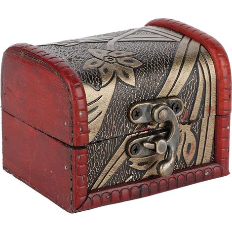 Small Vintage Treasure, Lock Box, Casket, Narcissus Jewelry Box, Antique Decorative Wooden Chest (Narcissus) (1/5)
