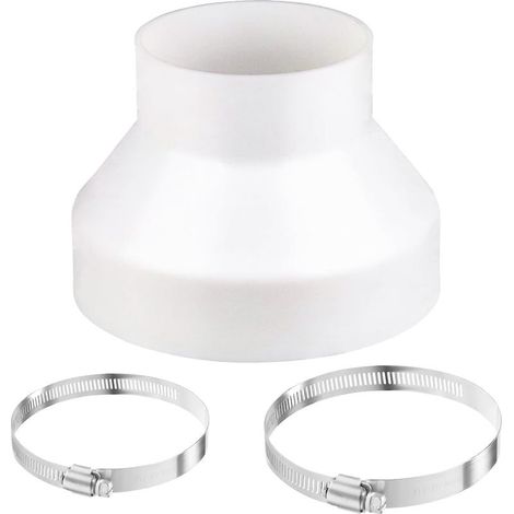 – Réducteur de conduit 150mm à 100mm – Adaptateur en plastique ABS – Colliers de serrage inox réglables – Pour climatiseur et ventilation (1/5)