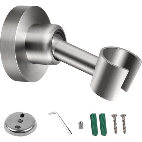 Lntyq Support Douche Main Inox 304, Réglable Hauteur Support Douchette, Porte Pommeau de Douche Rotation 360°, Universel pour Mur Carrelé, Baignoire & Douche Italienne (Argent)