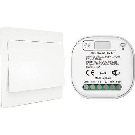 RF433- und WLAN-Funkfernbedienungs-Lichtschalter, keine Batterie, Verkabelung oder Hub erforderlich, kompatibel mit Alexa, Google Home und der Tuya Smart Life App, 1 Schalter, 1 Empfänger-Set – LIAIKI